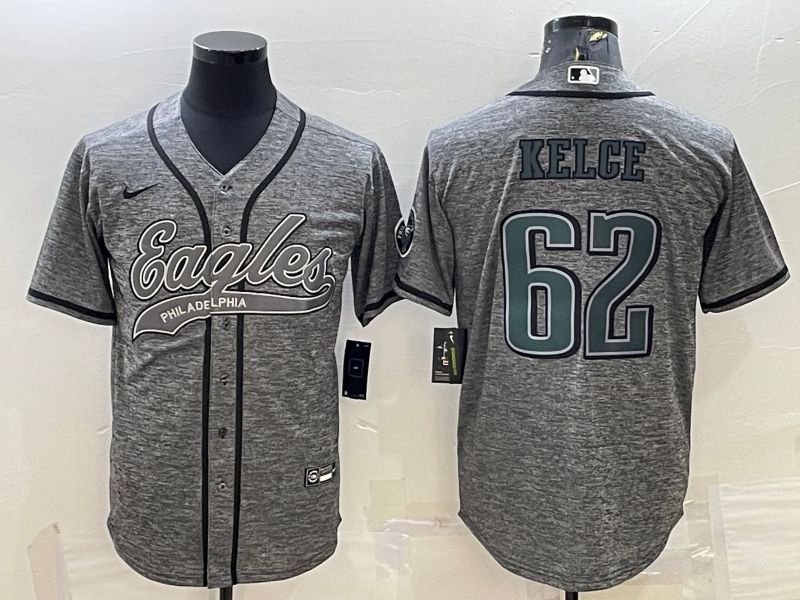 Men Philadelphia Eagles #62 Kelce Grey hemp ash 2022 Nike Co branded NFL Jerseys->philadelphia eagles->NFL Jersey